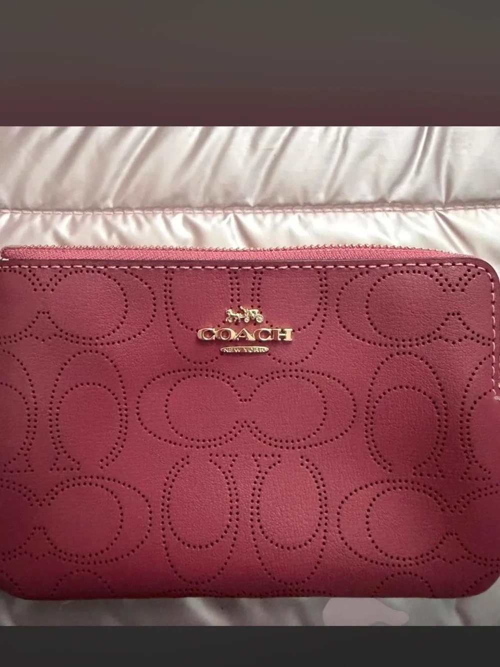 Coach Maroon Signature Wristlet